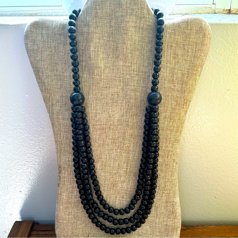 Black Wood beaded necklace